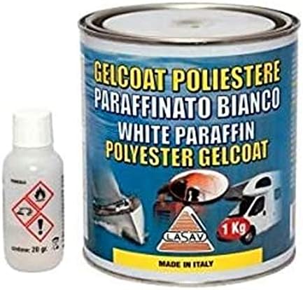Gelcoat paraffinato bianco per vetroresina - 1 kg con catalizzatore ideale per camper, caravan e imbarcazioni e vetroresina in generale