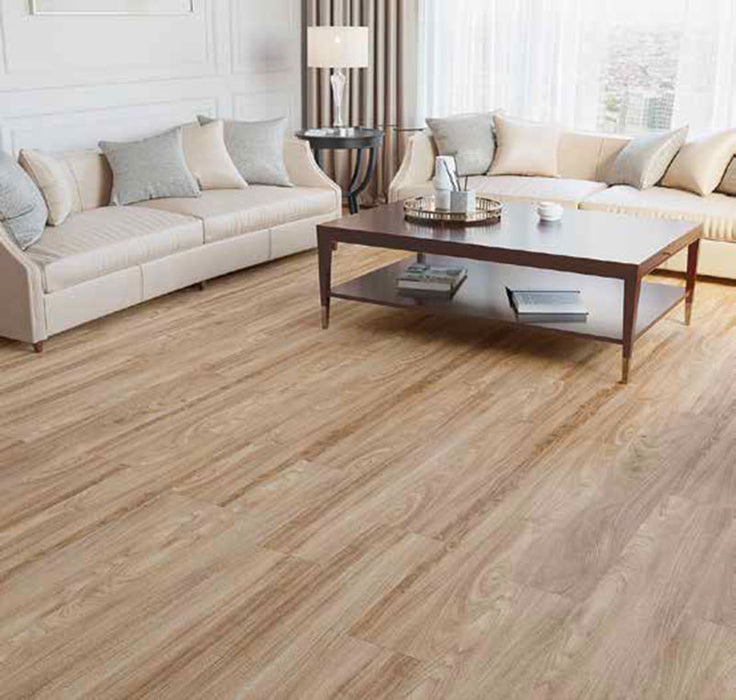 Pavimento SPC effetto legno 6mm con materassino integrato - Baufloor AVORIO 1,98 mq foto ambientata