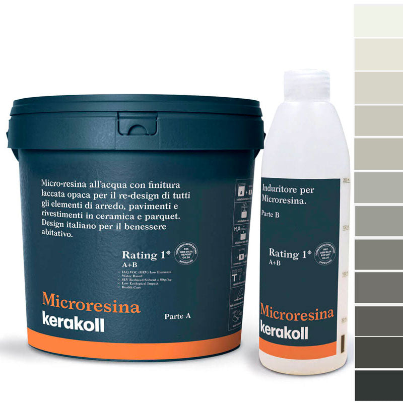 Microresina Kerakoll all’acqua per piastrelle, pavimenti, ceramica e parquet colorata con finitura laccata opaca