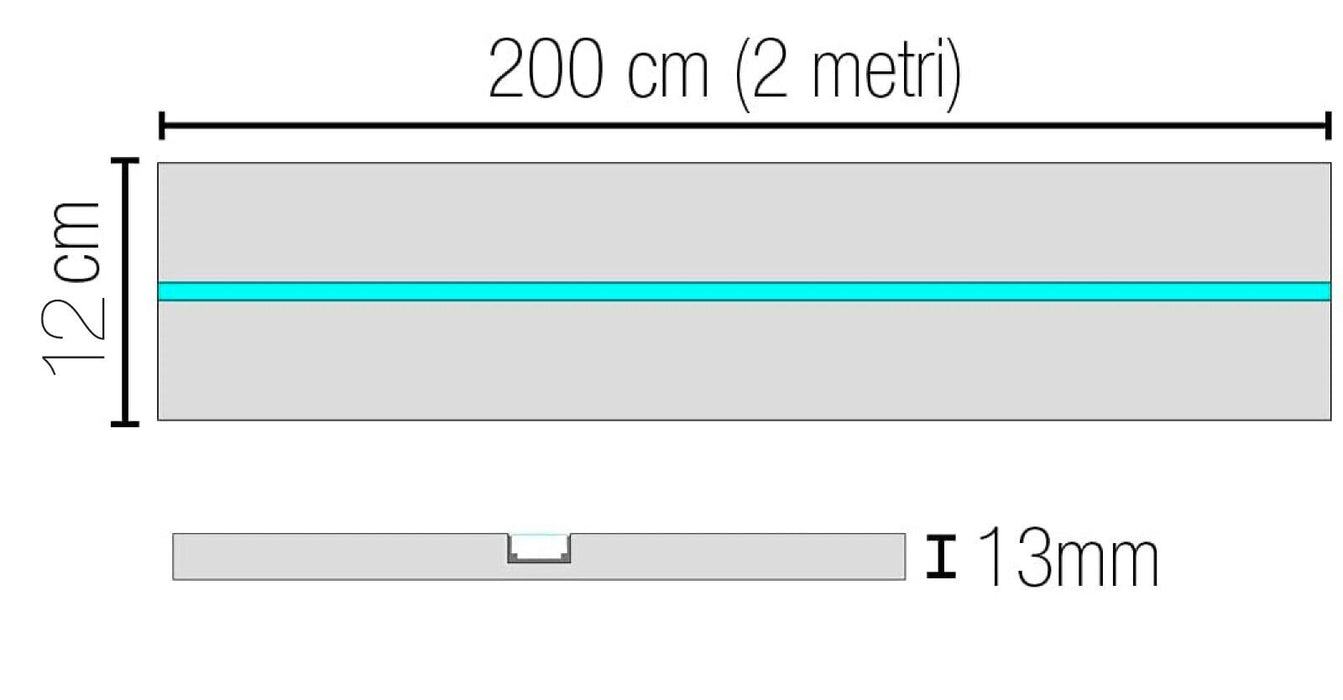 Pannello Cartongesso con profilo porta LED da incasso e DIFFUSORE 5 BARRE - 200x12cm