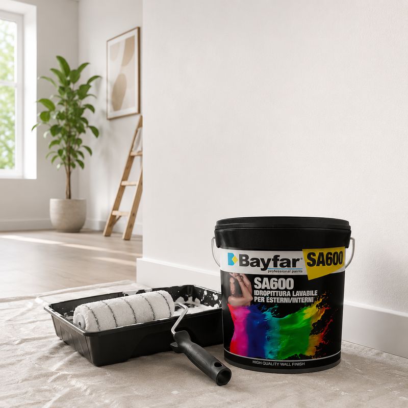Bayfar SA600 pittura lavabile bianca con rullo per pareti interne ed esterne