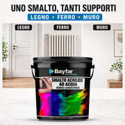 Smalto Bayfar all’acqua multiuso per legno ferro e muro per interni ed esterni