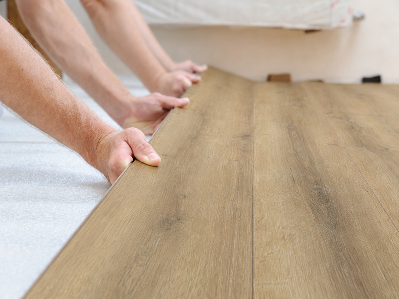 Esempio posa ad incastro click pavimento SPC Baufloor Mango senza colla