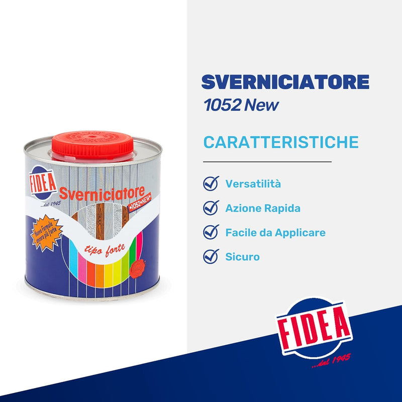 Caratteristiche Sverniciatore Fidea 1052 New: versatilità, azione rapida, facile applicazione e sicurezza d'uso