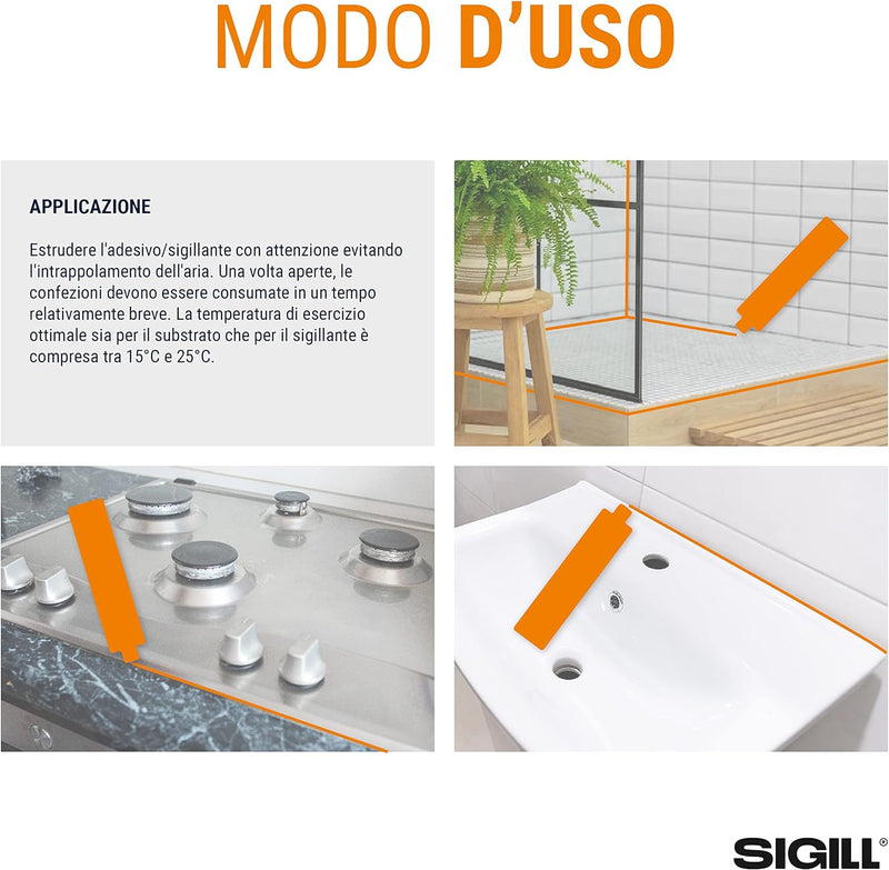 Sigill Simp Fix Adesivo e Sigillante Trasparente Cristallino 290ml aderisce anche in immersione Aderisce anche su Superfici Bagnate
