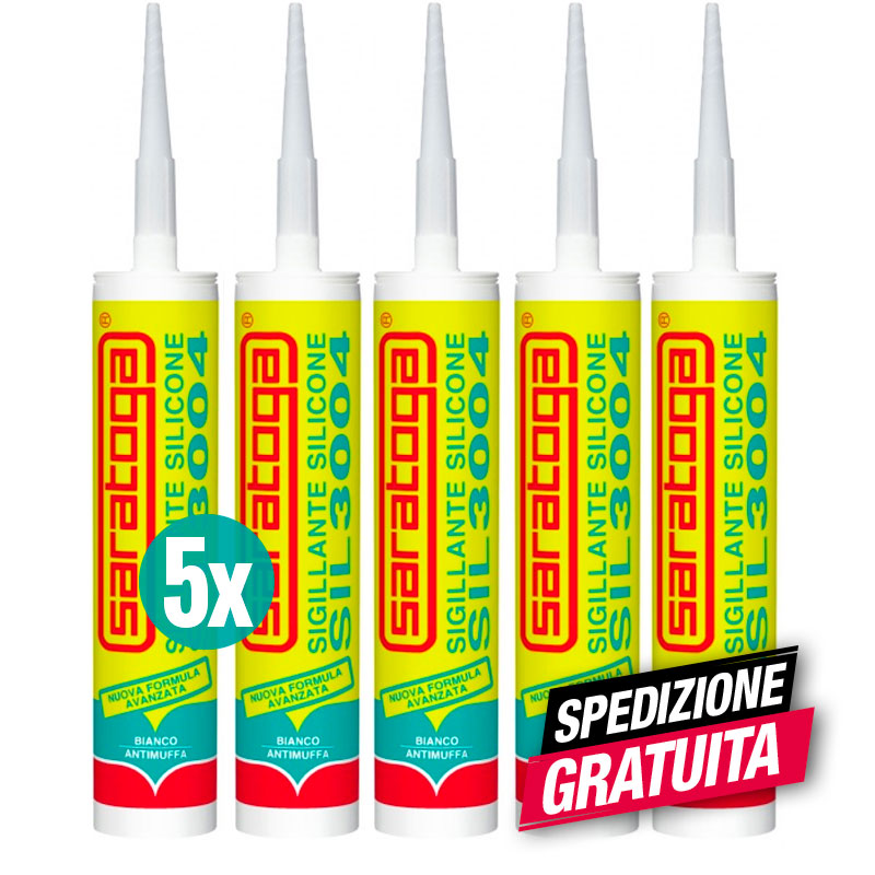 Silicone bianco antimuffa Saratoga SIL3004 - 5 pezzi