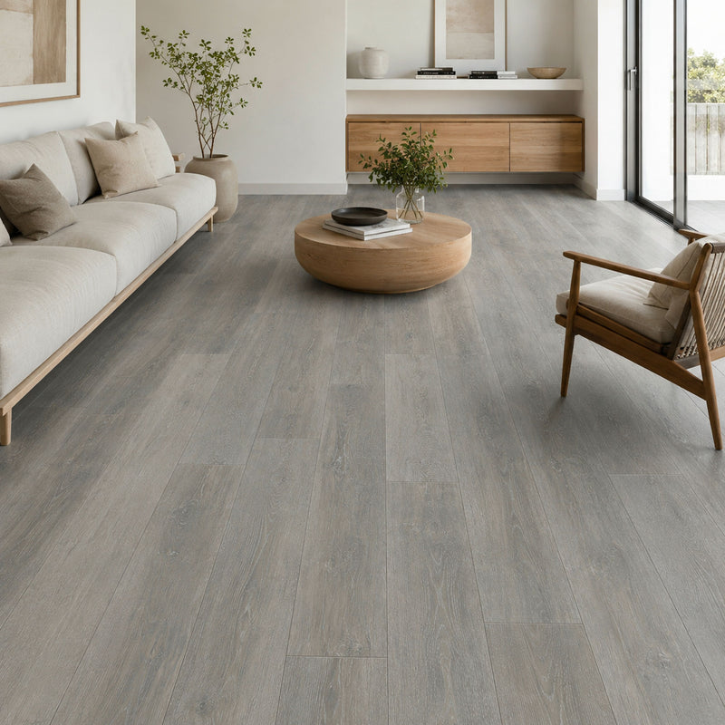 Baufloor CEDRO pavimento SPC 5mm effetto legno in soggiorno moderno