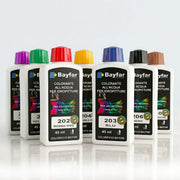 Coloranti universali Bayfar per pitture all'acqua e smalti all'acqua, flaconi da 45ml in vari colori (rosso, blu, giallo, verde, viola, nero, marrone) per personalizzare pitture e vernici da interni ed esterni