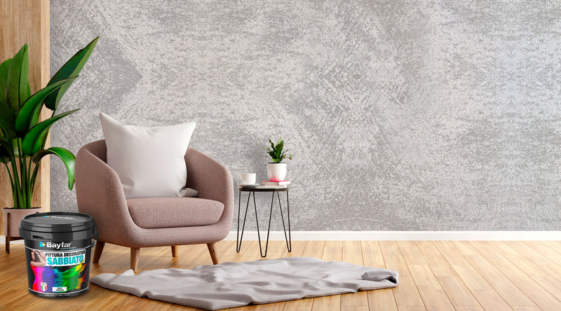 Pittura decorativa effetto Sabbiato metallico all'acqua colore Oro/Argento grana fine e grossa