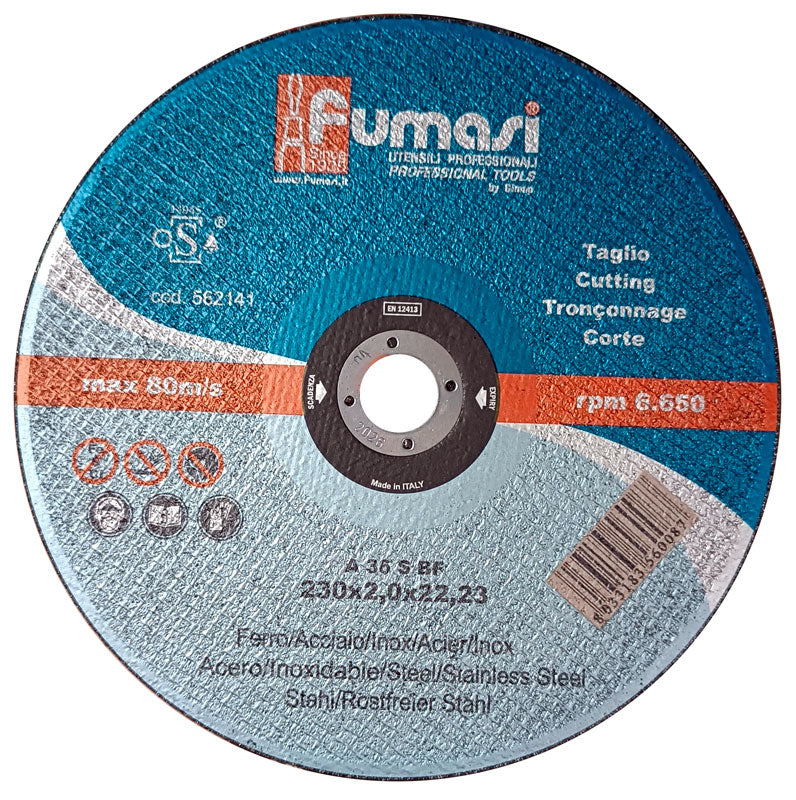 Disco da taglio per Ferro Metallo Acciaio e Acciao Inox, 230 x 2,0 x 22,23mm A 36 S BF