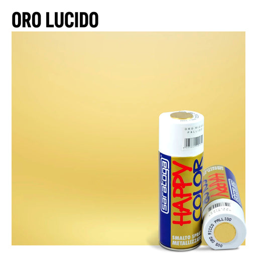 Vernice spray Oro Lucido specchiante - Saratoga Happy Color Bomboletta Dorata Spray smalto luccicante