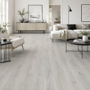 Pavimento SPC Baufloor Topazio 5 mm Silver Collection effetto rovere grigio chiaro
