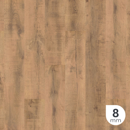Pavimento laminato 8mm, colore marrone, con venature effetto legno rustico. BAUFLOOR PERSIA