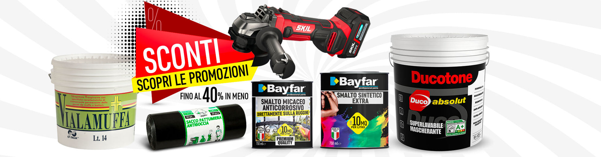 Pitture per interni ed esterni in super offerta, promozioni ed offerte speciali per trapani elettroutensili e vernici