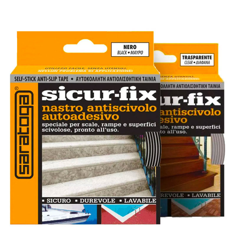 Saratoga SICUR-FIX nastro antiscivolo autoadesivo 18 metri colore nero o trasparente