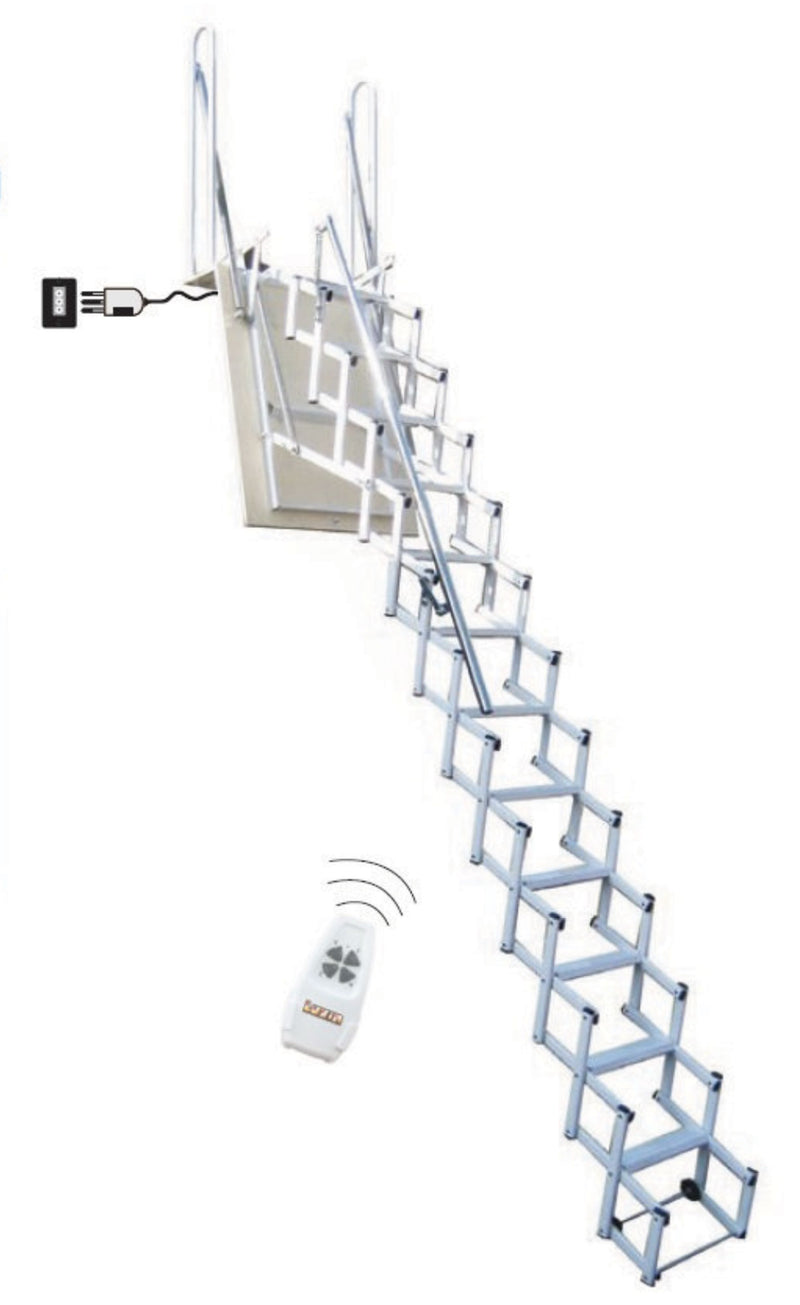 Scala retrattile elettrica per soppalco Starlux Elegant in acciaio bianco