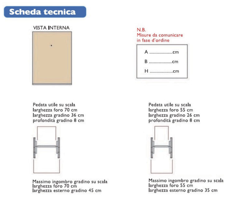 Scala retrattile per soppalco a pantografo manuale scheda tecnica