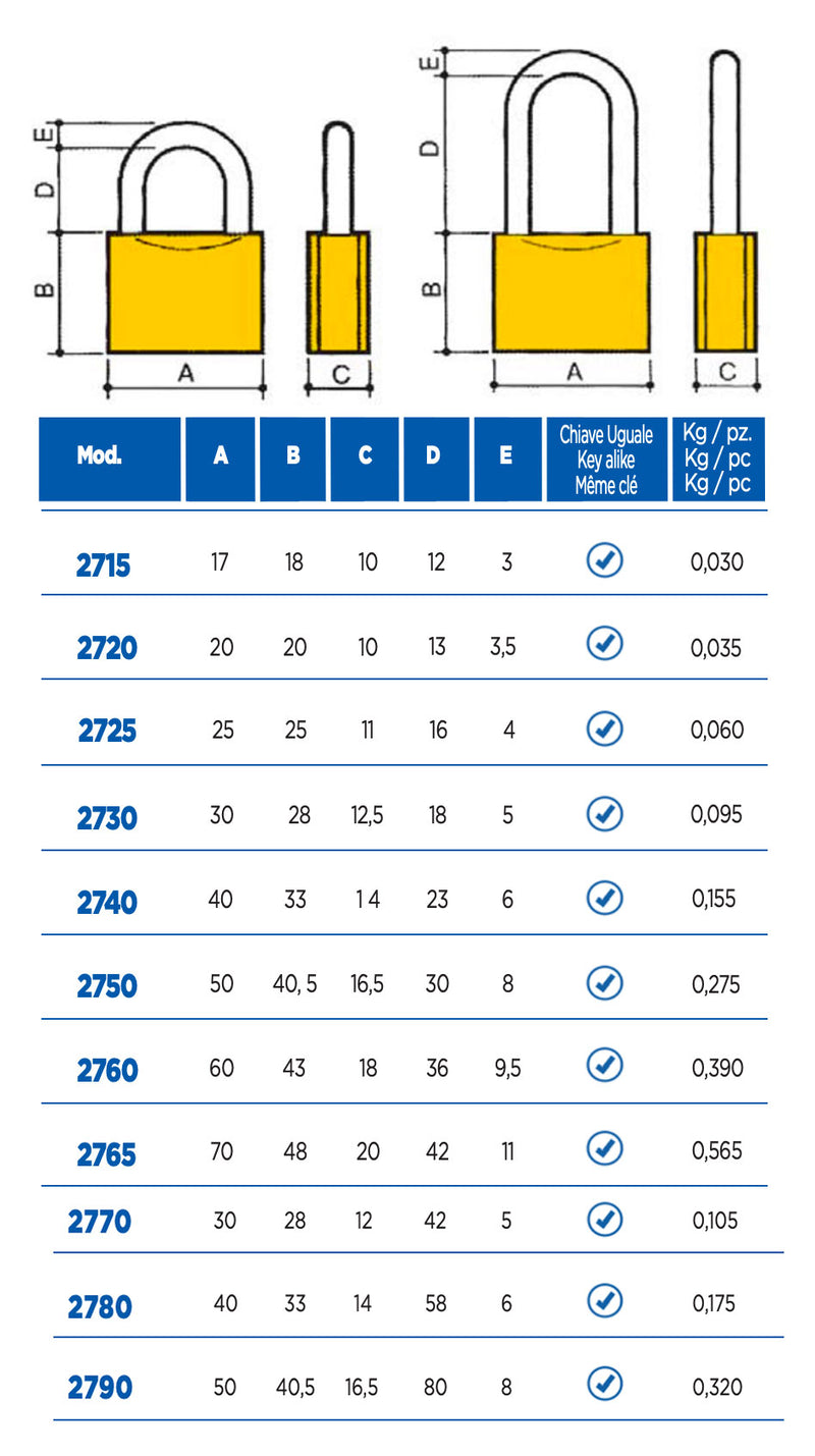 Lucchetto ad Arco Sicurezza Potent - Serie 2700