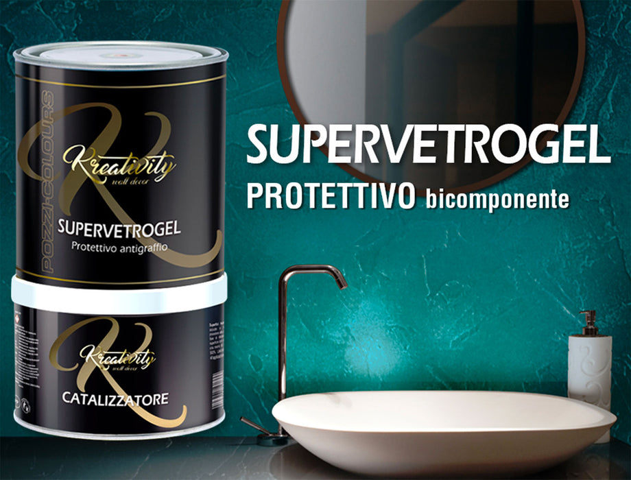 Supervetro GEL 1L Pozzi Colours  Protettivo bicomponente lucido resina epossidica trasparente effetto marmo decorativo