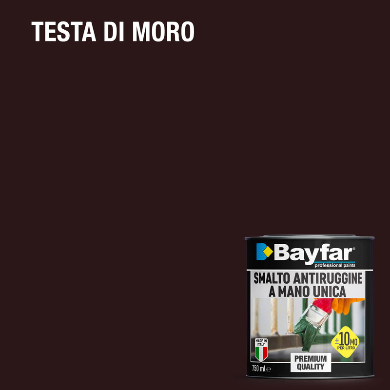 Smalto vernice per ferro una mano antiruggine per ferro e lamiera zincata marrone testa di moro