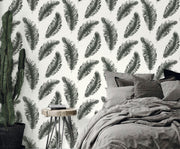 Parete decorata con carta da parati botanica Z77527 Europarati in camera da letto moderna