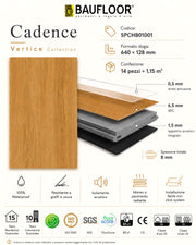 Scheda tecnica Baufloor Cadence SPC 8 mm con materassino acustico integrato