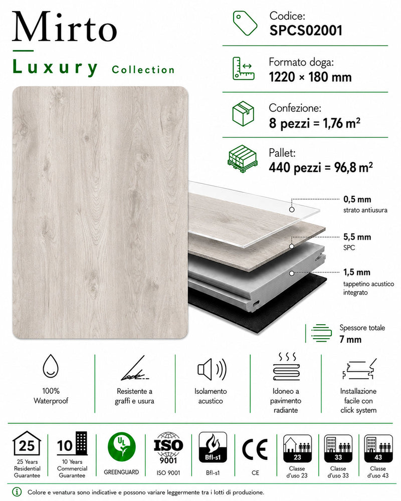 Scheda tecnica pavimento SPC Baufloor Mirto 7 mm Luxury Collection