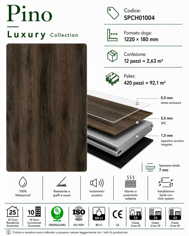 Scheda tecnica pavimento SPC Baufloor Pino 7 mm Luxury Collection