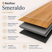 Struttura del pavimento SPC Baufloor Smeraldo 7 mm con materassino integrato