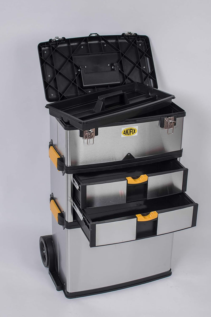 Cassetta portautensili inox Akifix NE24001 con maniglia ergonomica per il trasporto