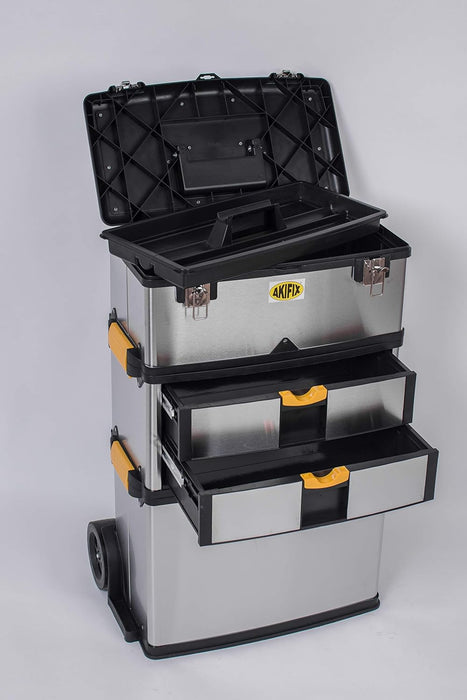 Cassetta portautensili inox Akifix NE24001 con maniglia ergonomica per il trasporto