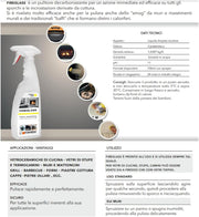 Infografica applicazioni Faren Fireglass: efficace su vetri camini, grill, barbecue, forni, cappe e per rimuovere lo smog dai muri