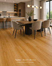 Pavimento SPC Baufloor Agata 6 mm effetto legno in cucina e sala da pranzo moderne