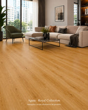 Pavimento SPC Baufloor Agata 6 mm effetto legno in soggiorno moderno