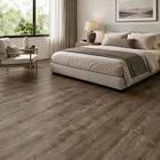 Pavimento SPC Baufloor Lavanda 7 mm ambientato in camera da letto moderna
