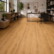 Pavimento SPC Baufloor Tulipano 5 mm effetto legno caldo in ufficio moderno