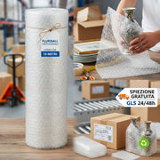 Infografica pluriball professionale 10 metri con dettagli su spedizione gratuita GLS 24/48h e protezione oggetti fragili.