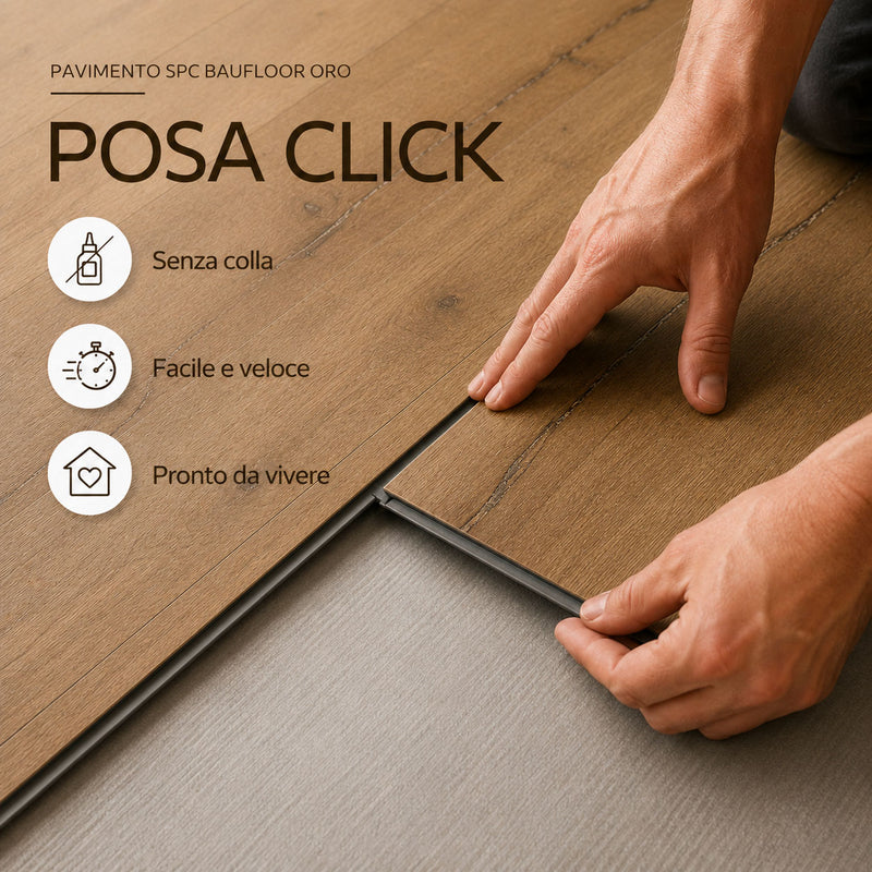 Esempio posa ad incastro click pavimento SPC Baufloor Oro senza colla