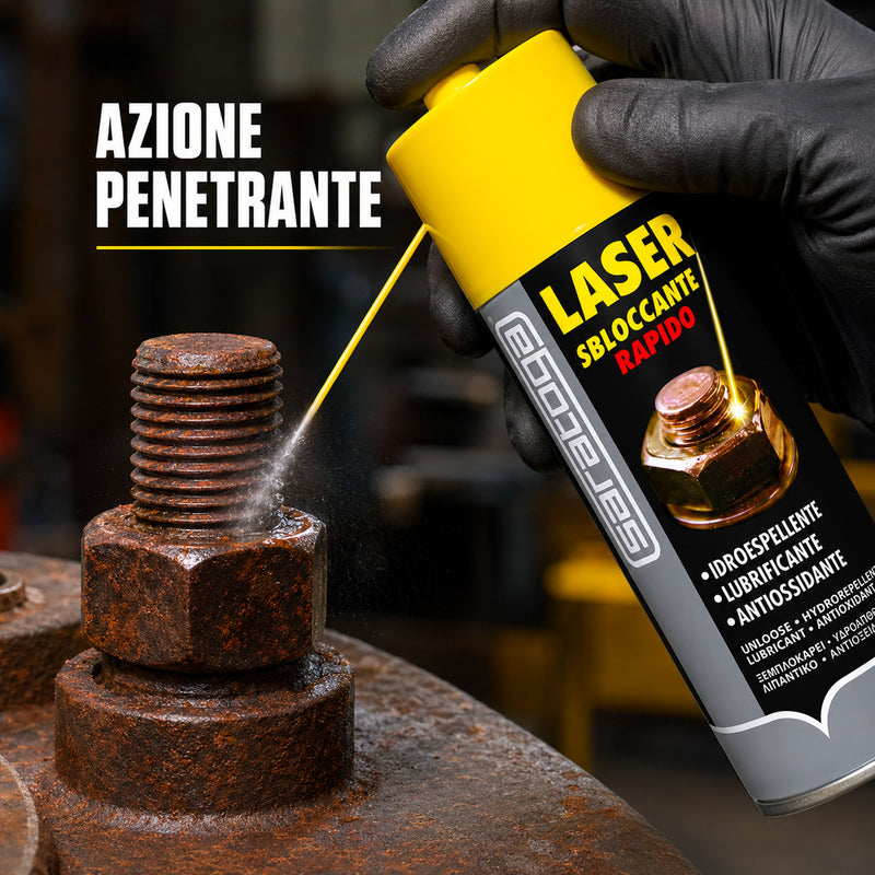 Azione penetrante dello sbloccante Saratoga Laser contro la ruggine