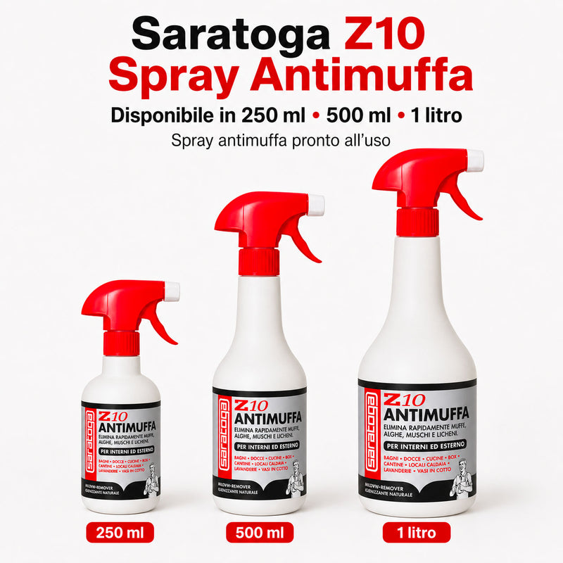 Saratoga Z10 spray antimuffa disponibile nei formati 250 ml 500 ml e 1 litro