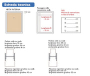 Scheda tecnica con dettagli sulle misure del passaggio utile del cassonetto e della pedata dei gradini per fori da 60 cm e 70 cm di larghezza.