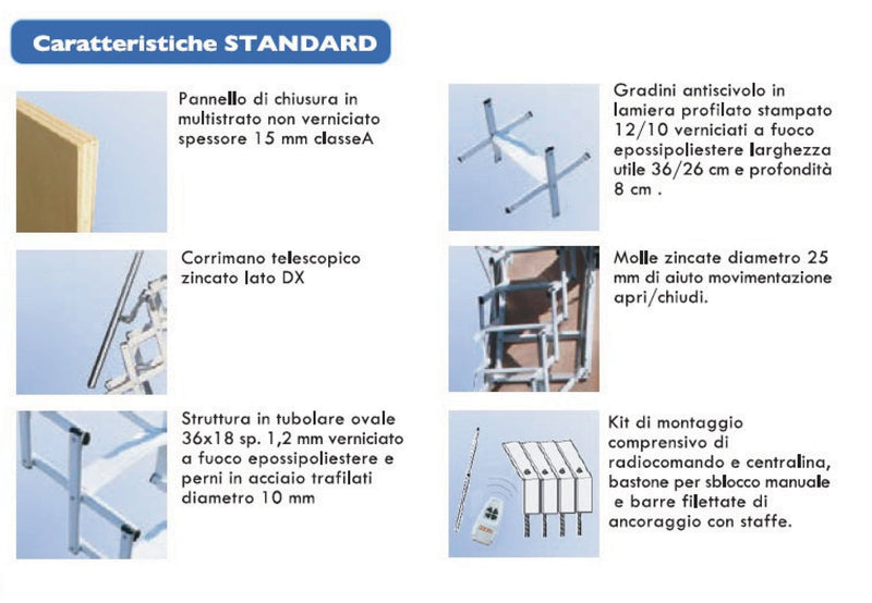 Scala retrattile a parete elettrica motorizzata in acciaio | Starlux Elegant
