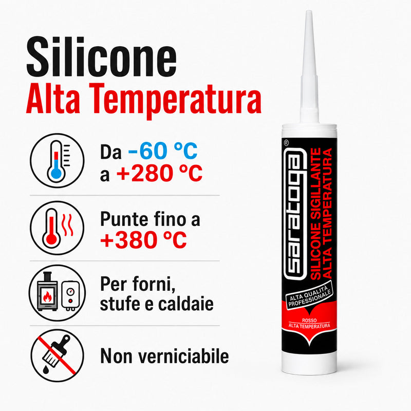 Silicone sigillante alta temperatura Saratoga rosso o nero
