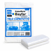 Telo copritutto Bayfar in polietilene trasparente con telo piegato