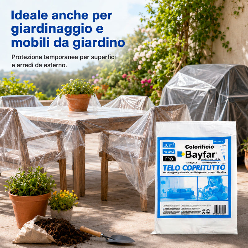 Telo copritutto Bayfar per giardinaggio e protezione temporanea dei mobili da esterno