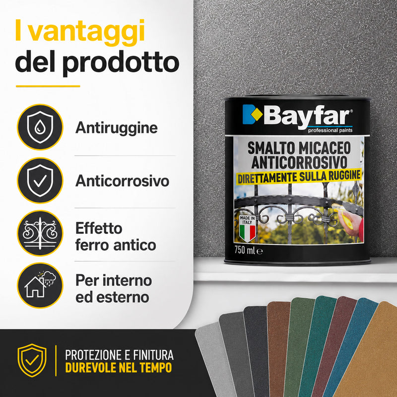 Vantaggi dello smalto ferromicaceo Bayfar antiruggine anticorrosivo effetto ferro antico per interno ed esterno