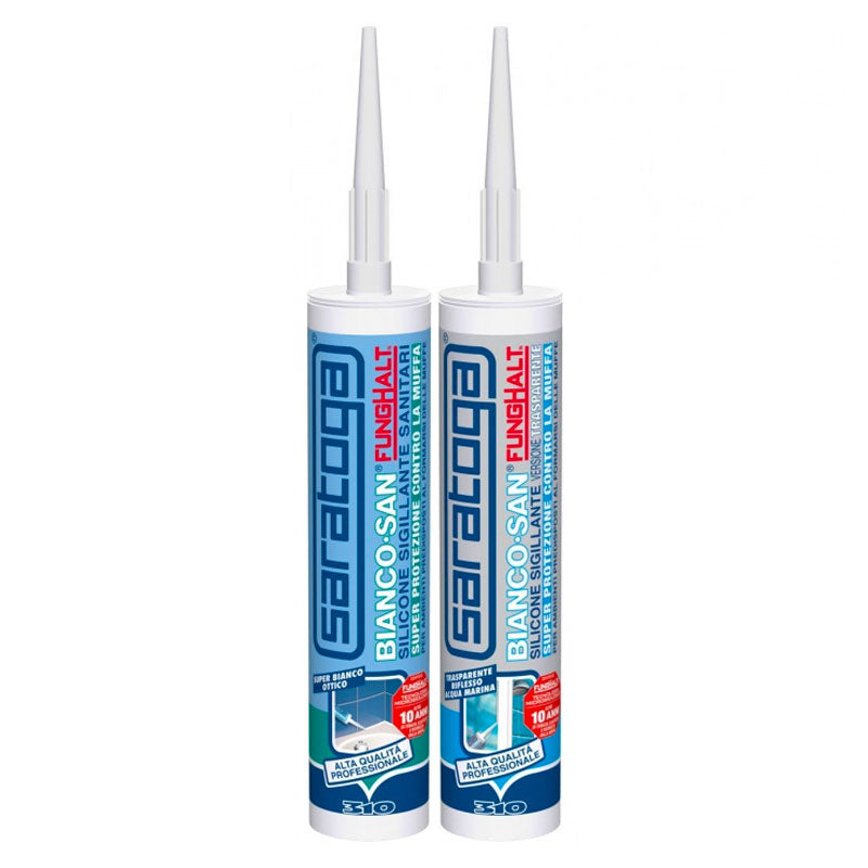 Saratoga Bianco San FungHalt Silicone antimuffa specifico per sanitari, bagni e cucine Biancosan cartuccia da 310ml