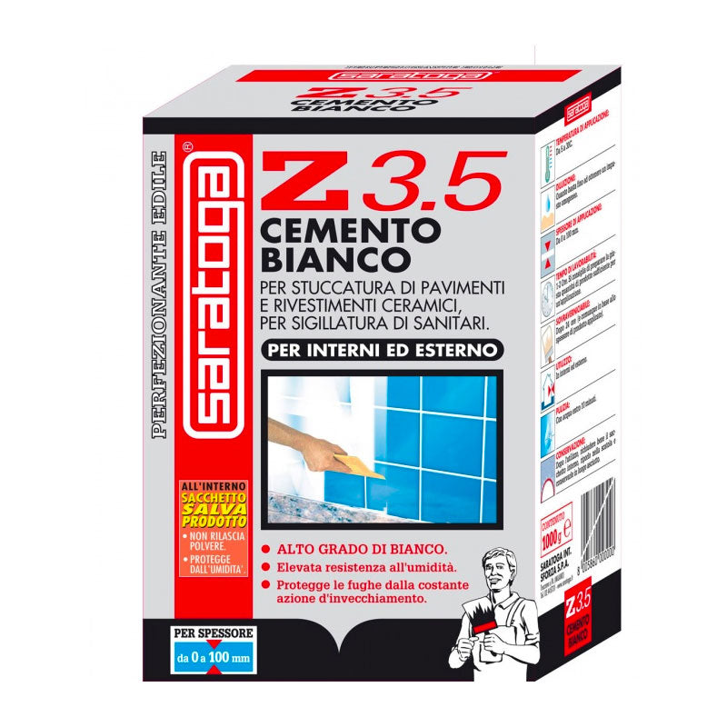 Cemento bianco per fuhge, piastrelle e sanitari Saratoga Z3.5 - 1kg