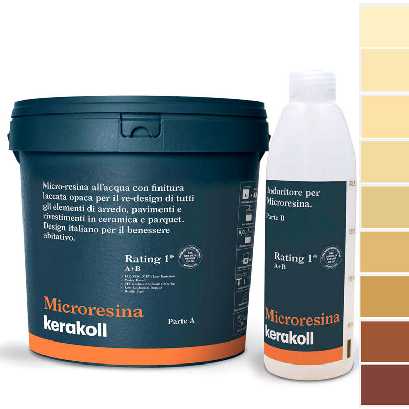 Microresina Kerakoll all’acqua per piastrelle, pavimenti, ceramica e parquet colorata con finitura laccata opaca