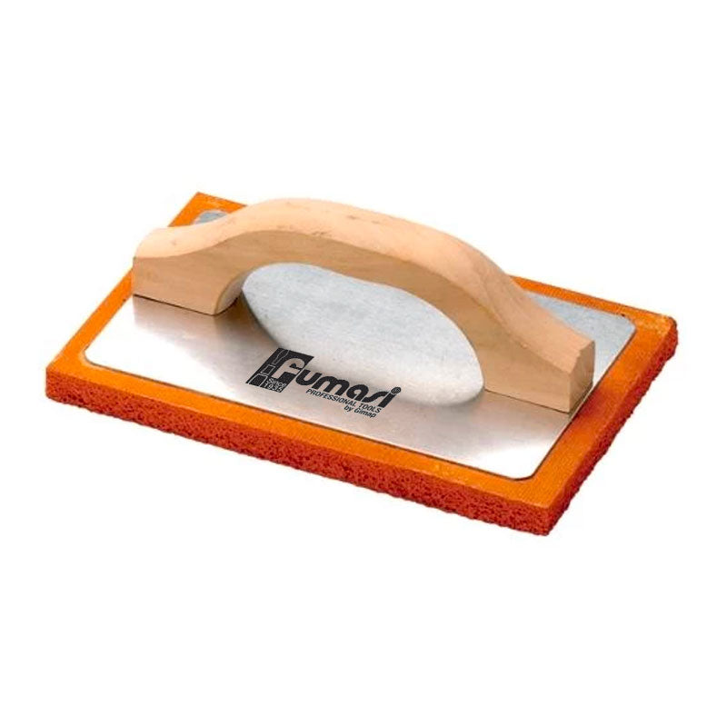 Frattone in gommaspugna rossa con base in alluminio e manico in legno - 10x24